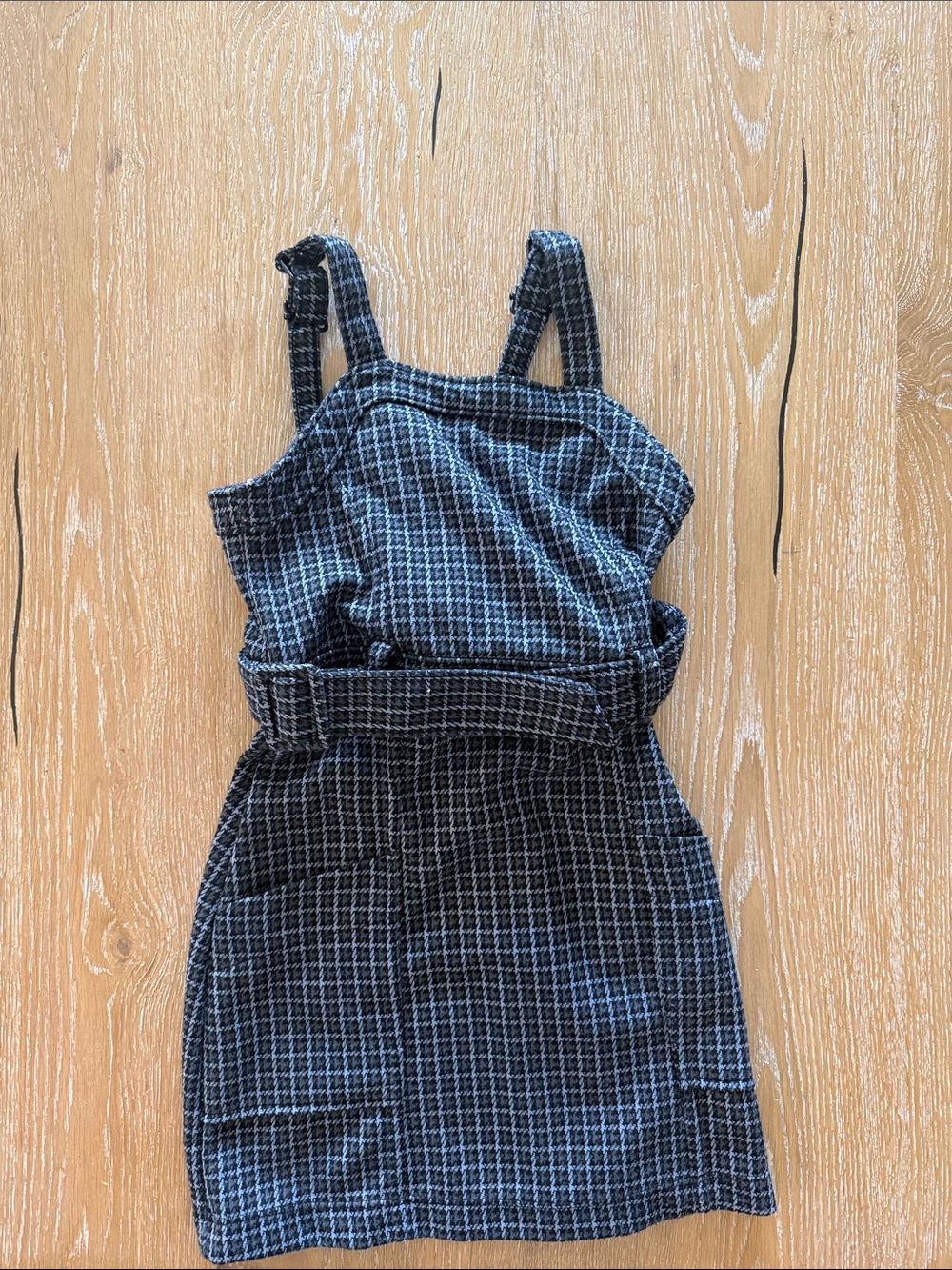 abercrombie kids Black and White Plaid Pinafore Dress
